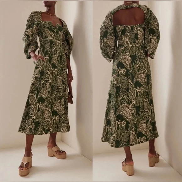 Mara Hoffman Violetta Cotton Fall RTW collection green midi dress size S - Picture 4 of 10